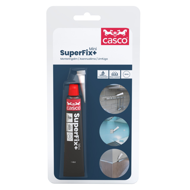 MONTAGELIM SUPERFIX+ 40ML MINI VIT CASCO | Beijerbygg Byggmaterial
